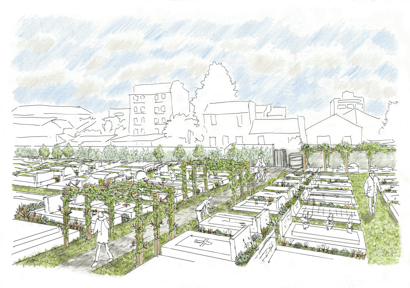 Rénovation et renaturation du cimetière d&rsquo;Aubervilliers - Topager